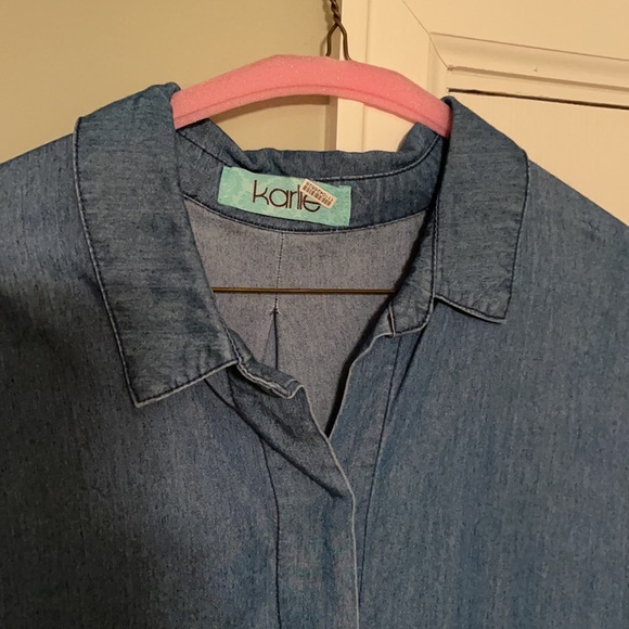 Karlie high low chambray button down - Picture 2 of 7